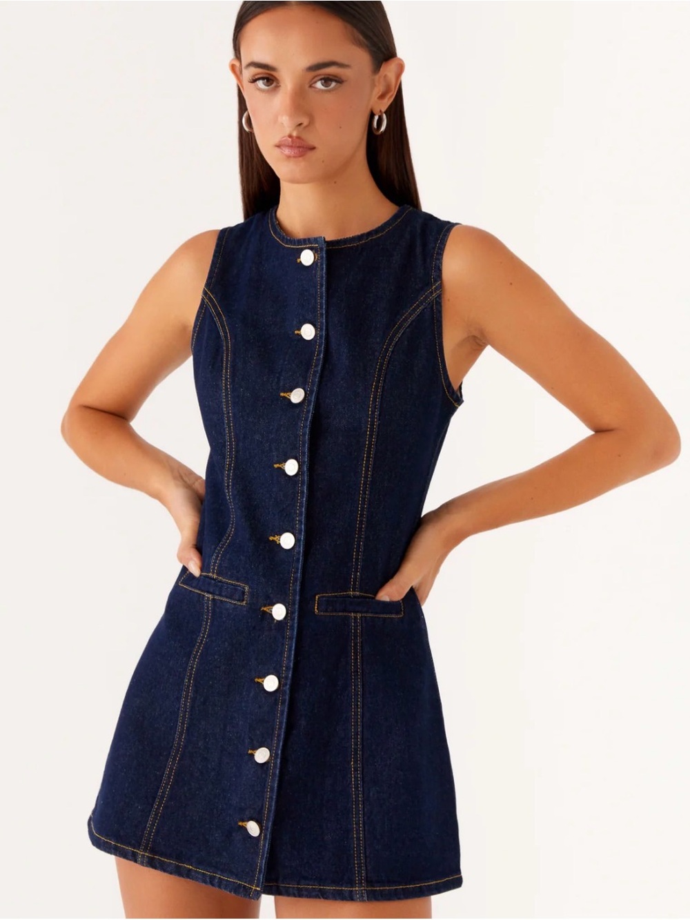 Peppermayo Folton índigo mini denim dress size 14